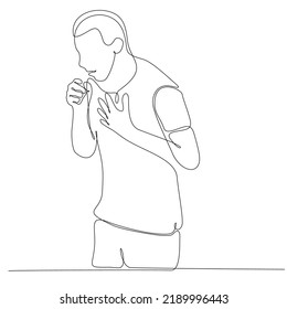 Continuous Line Drawing Man Coughing Because Stock Vector (Royalty Free ...