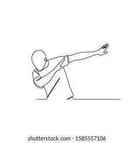 continuous line drawing man dab dance gesture vector illustration