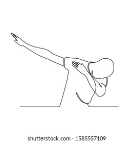 continuous line drawing man dab dance gesture vector illustration