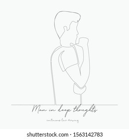 continuous line drawing. man in deep thoughts. simple vector illustration. man in deep thoughts concept hand drawing sketch line.