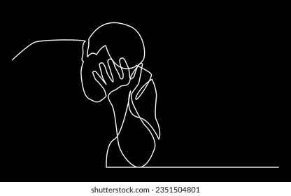 continuous line drawing of man in despair