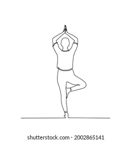 continuous line drawing of man doing yoga exercise. yoga pose character with active stroke. 