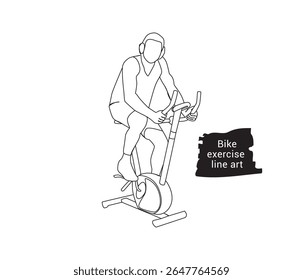Continuous line drawing of a man doing bike exercise vector illustration