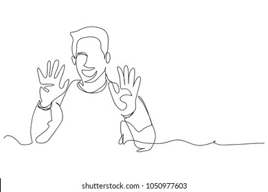 continuous line drawing man happy illustrated vector illustration