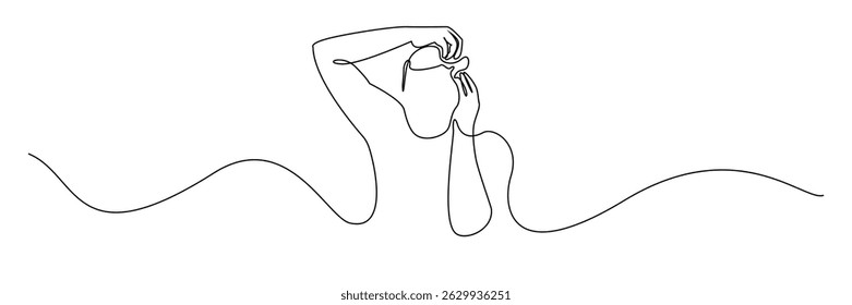 continuous line drawing of man having hair problem.single line drawing of man with hair dandruff,hair loss,gray hair.line art vector illustration