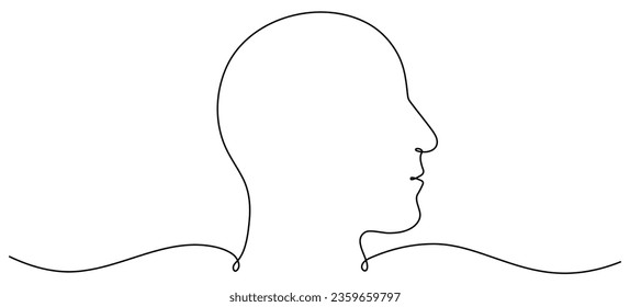 Laufzeilenzieher Kopf. Männlicher Gesichtsrahmen mit linearem Leer. Vektorgrafik einzeln auf Weiß.