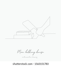 Continuous Line Drawing. Man Holding Knife. Simple Vector Illustration. Man Holding Knife Concept Hand Drawing Sketch Line.