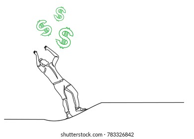 Continuous line drawing. A man iA man in a tie and suit is a businessman. Earn Money.n a tie and suit is a businessman. Earn Money.