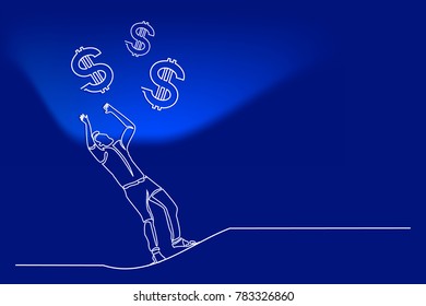 Continuous line drawing. A man iA man in a tie and suit is a businessman. Earn Money.n a tie and suit is a businessman. Earn Money.