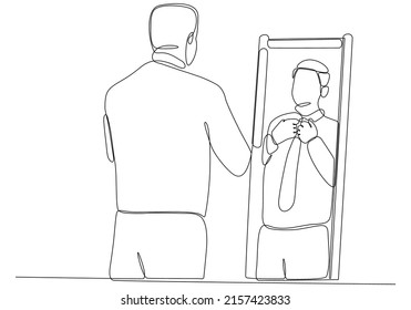 Continuous Line Drawing Man Mirror Vector Stock Vector (royalty Free 