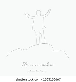 continuous line drawing. man on mountain. simple vector illustration. man on mountain concept hand drawing sketch line.