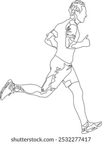 
Continuous line drawing of a man participating in a running sport, line art, vector