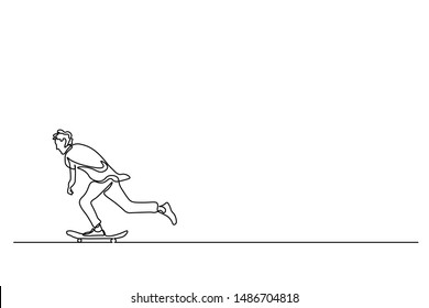 Continuous line, drawing of a man playing a skateboarding competition challenging sport.
Simple hand-drawn stripes, vector illustration