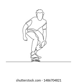 Continuous line, drawing of a man playing a skateboarding competition challenging sport.
Simple hand-drawn stripes, vector illustration