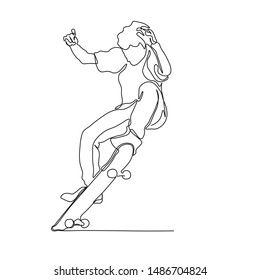 Continuous line, drawing of a man playing a skateboarding competition challenging sport.
Simple hand-drawn stripes, vector illustration