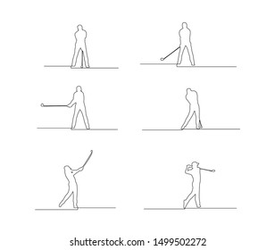 continuous line drawing of man playing a golf,single line drawing,vector illustration
