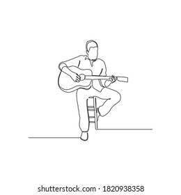 Continuous Line Drawing Man Playing Guitar Stock Vector (Royalty Free ...