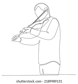 
continuous line drawing man playing violin vector illustration