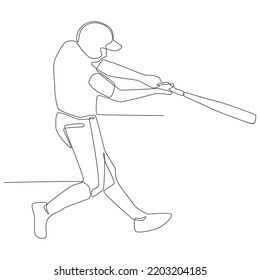 Continuous Line Drawing Man Playing Baseball