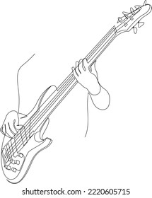 Continuous line drawing of a man playing guitar musician. Minimalist style vector illustration.