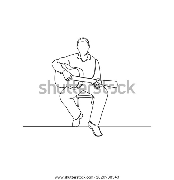 Continuous Line Drawing Man Playing Guitar Stock Vector Royalty Free 1820938343 Shutterstock 2603