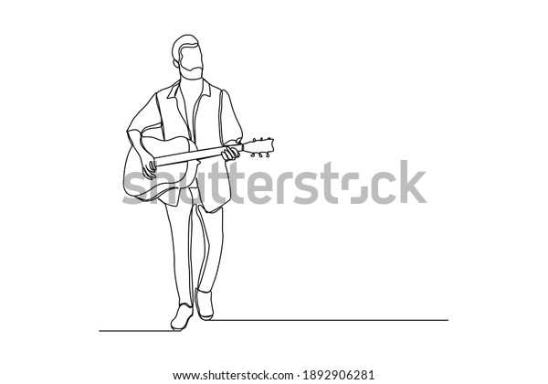 Continuous Line Drawing Man Playing Guitar Stock Vector Royalty Free 1892906281 Shutterstock 9633