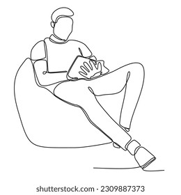 dibujo de línea continua de la ilustración vectorial de lectura del hombre