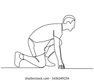 Continuous line drawing of man running. Art concept of a running man. Dynamic movement. Side view. Minimal cover design. Vector template brochures, flyers, presentations, logo, print, leaflet, banners