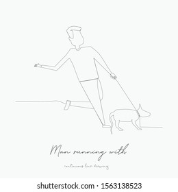 continuous line drawing. man running with dog. simple vector illustration. man running with dog concept hand drawing sketch line.