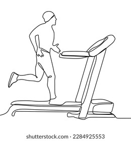 continuous line drawing of a man running on a treadmill