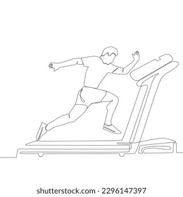 continuous line drawing of a man running on a treadmill