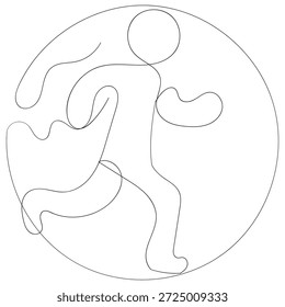 Dibujo de línea continua Man Running Icono Ilustración vectorial   atleta