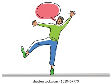 continuous line drawing of man - screaming out loud