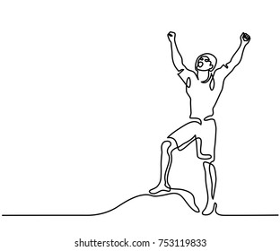 Continuous line drawing. Man screaming at the sky. Vector illustration Continuous line drawing. Man screaming at the sky. Vector illustration
