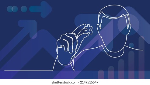 continuous line drawing of man showing missed puzzle piece