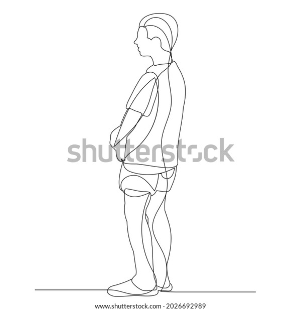 Continuous Line Drawing Man Sketch Stock Vector (Royalty Free ...