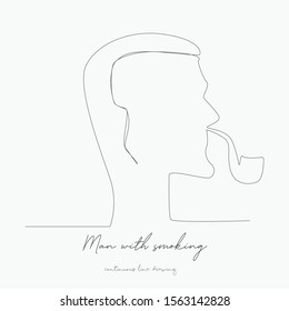 continuous line drawing. man with smoking pipe. simple vector illustration. man with smoking pipe concept hand drawing sketch line.