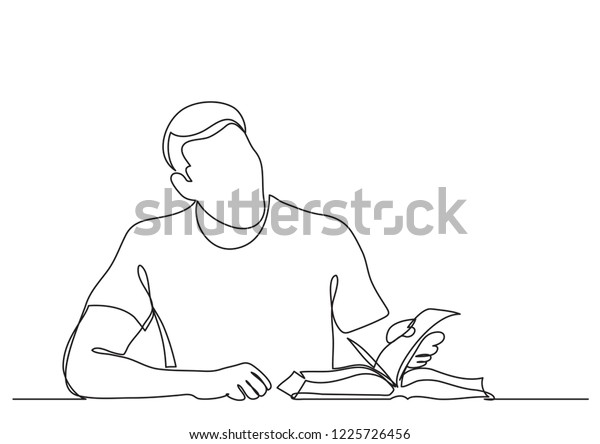 読書を勉強する人の連続線画 のベクター画像素材 ロイヤリティフリー