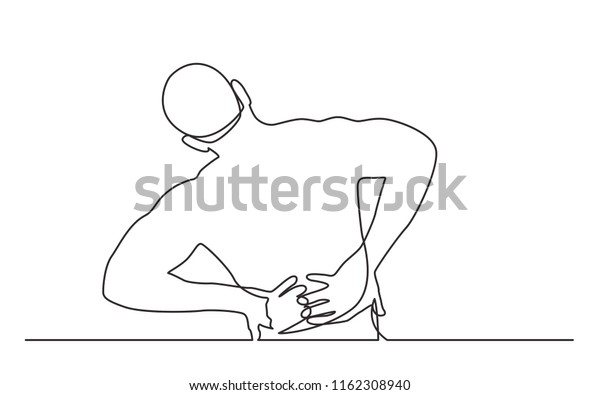 Continuous Line Drawing Man Suffering Back Stock Vector (Royalty Free ...