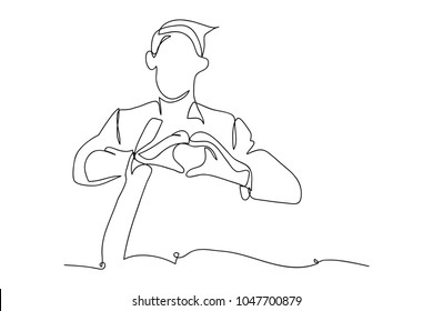 continuous line drawing of a man telling a love vector illustration