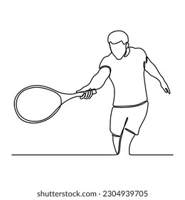 continuous line drawing of man tennis player