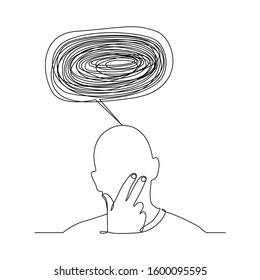 continuous line drawing of man are thinking vector illustration