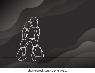 continuous line drawing of man thinking hard
