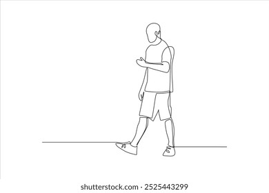 continuous line drawing of a man walking