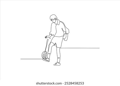 continuous line drawing of a man walking on the street	