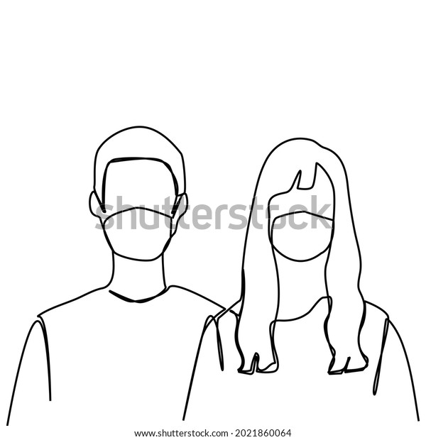 Continuous Line Drawing Man Woman Walking Stock Vector (Royalty Free ...