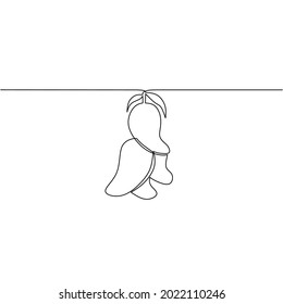 Continuous line drawing of mango, fruit design, object one line, single line art, vector illustration