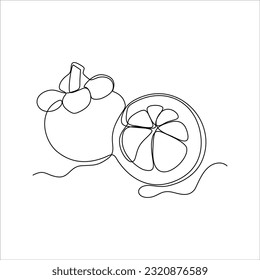 continuous line drawing of mangosteen fruit