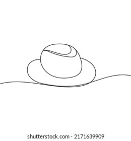 Continuous line drawing of a man's hat, . Line art. Vector illustration