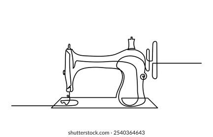 DESENHO DE LINHA CONTÍNUO DA máquina de costura manual. Linha ART Manual máquina de costura isolada em um fundo branco. Antigo modelo Máquina de costura ícone vetor contorno. Símbolo, ilustração de logotipo. Gráfico vetorial